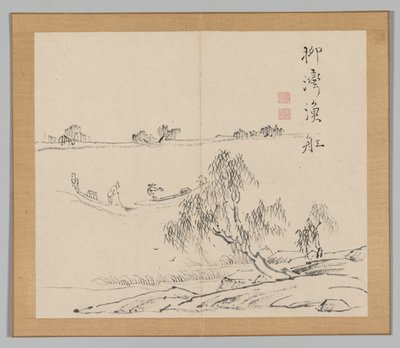 Dubbel Album van Landschapsstudies na Ikeno Taiga, Deel 2 blad 27 door Aoki Shukuya