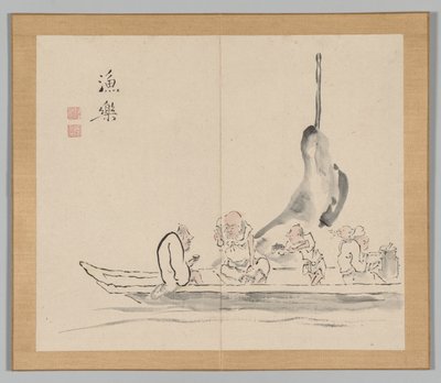 Dubbel album van landschapsstudies naar Ikeno Taiga, Volume 2 blad 28 door Aoki Shukuya