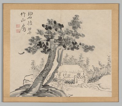 Dubbelalbum van Landschapsstudies naar Ikeno Taiga, Deel 2 blad 32, 18e eeuw door Aoki Shukuya