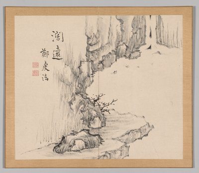 Dubbel album van landschapsstudies naar Ikeno Taiga, Volume 2 blad 4, 18e eeuw door Aoki Shukuya