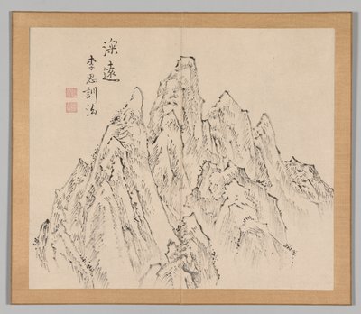Dubbel album van landschapsstudies na Ikeno Taiga, Volume 2 blad 6, 18e eeuw door Aoki Shukuya