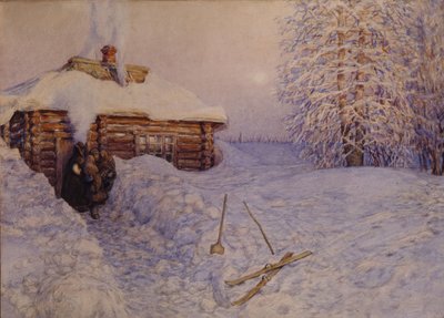 Banya in de winter, 1919 door Apollinari Mikhailovich Vasnetsov