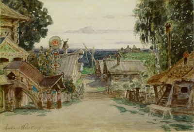 Berendeyevka. Decorontwerp voor de opera Sneeuwmeisje door N. Rimsky-Korsakov, 1895 door Apollinari Mikhailovich Vasnetsov