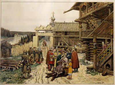 Feodale rechtbank van een Russische prins door Apollinari Mikhailovich Vasnetsov