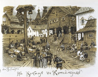Kitai Gorod in de 17e eeuw door Apollinari Mikhailovich Vasnetsov