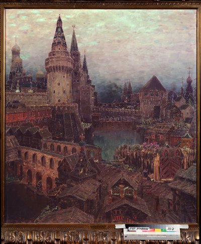 Moskou in de 17e eeuw, dageraad bij de Opstandingspoort door Apollinari Mikhailovich Vasnetsov