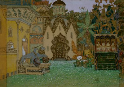 Toneelontwerp voor de opera De legende van de onzichtbare stad Kitezh en de maagd Fevronia door N. Rimsky-Korsakov, 1907 door Apollinari Mikhailovich Vasnetsov