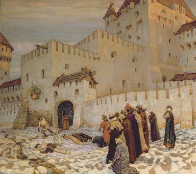 Het slagveld (reconstructie van oud Moskou) door Apollinari Mikhailovich Vasnetsov