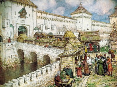 Boekwinkels op de Christus de Verlosser Brug, 1916 door Appolinari Mikhaylovich Vasnetsov