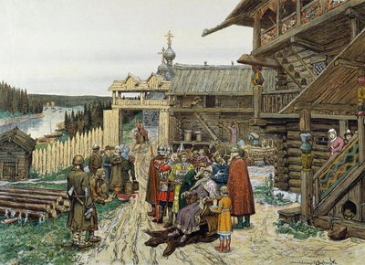 Hof van een feodale Russische prins door Appolinari Mikhaylovich Vasnetsov
