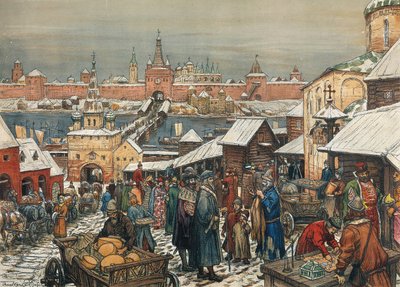 Novgorod Marktplein, eind 19e - begin 20e eeuw door Appolinari Mikhaylovich Vasnetsov