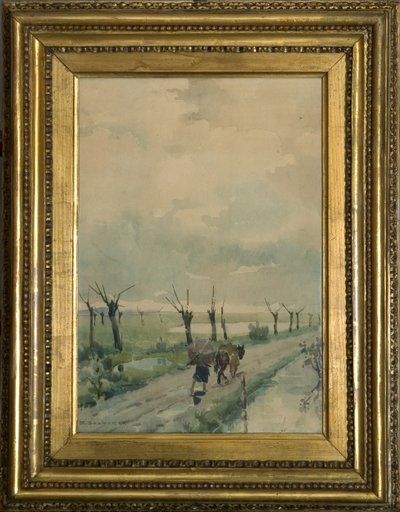 Landschap met personen 1918-19 door Arcangelo Salvarani