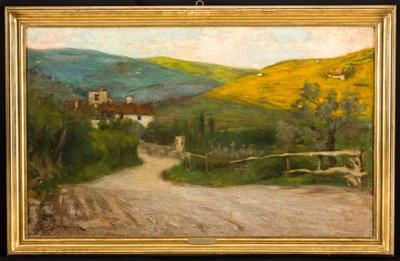 Toscaans landschap met huis door Arcangelo Salvarani