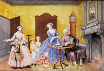 Kerstmis in het Koninklijk huishouden van Keizerin Maria Theresia van Oostenrijk (1717-80) met haar echtgenoot, Frans I (1708-65), en kinderen, Maria Christine, Ferdinand I (later Hertog van Modena) (1754-1806), Mar door Archduchess of Austria Maria Christine