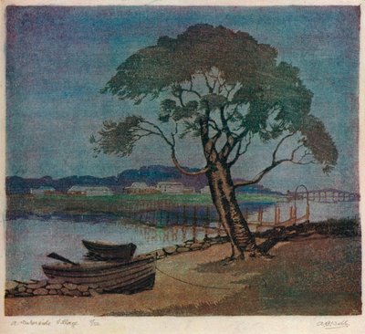 Een Dorp aan het Water, ca. 1921 door Archibald Bertram Webb