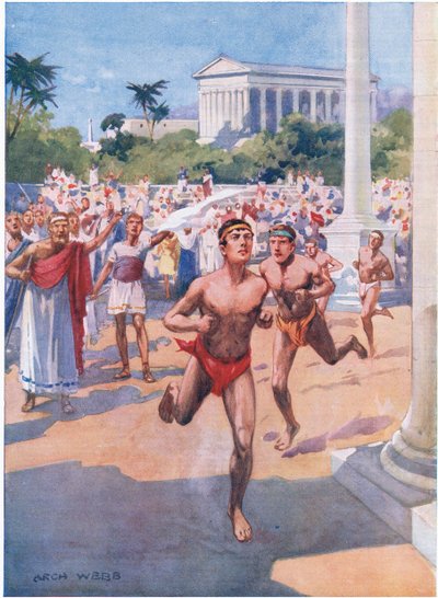 Een hardloopwedstrijd bij de Olympische Spelen, 1925 door Archibald Webb