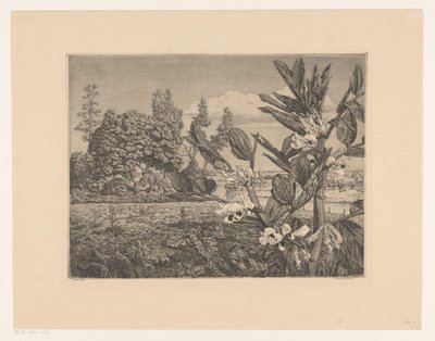 Landschap met bloemen door Arend Hendriks (signed by artist)