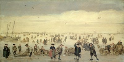 Winterscène met Talrijke Figuren op het IJs door Arent Arentsz