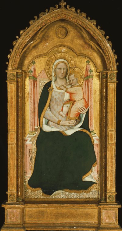 De Madonna en Kind op de Troon door Aretino Luca Spinello or Spinelli