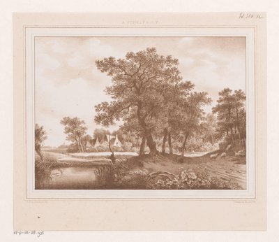 Gezicht op een landweg en een sloot door Arie Ketting de Koningh