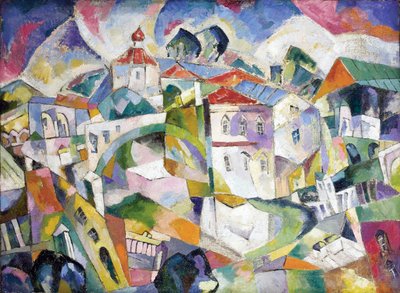 Kubistisch landschap, circa 1910 door Aristarkh Vasilievic Lentulov