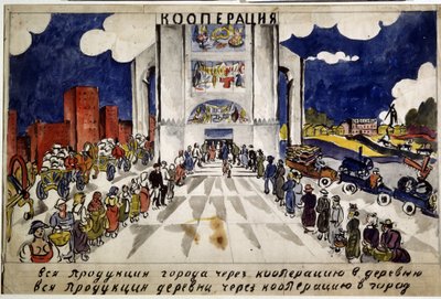 De samenwerking. Studie voor een affiche door Aristarkh Vasilievic Lentulov