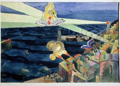 Een zeeslag door Aristarkh Vasilievic Lentulov
