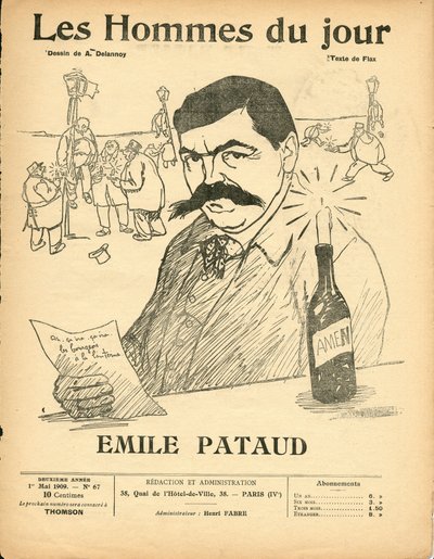 Omslag van Les Hommes du jour, satirisch in N & B door Aristide Delannoy