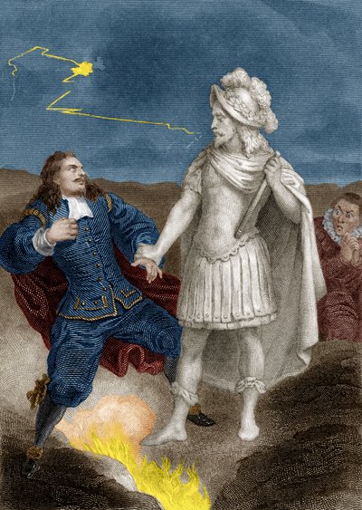 Toneelstuk Don Juan door Molière: Don Juan met het standbeeld van de Commandeur, 1870 door Aristide Delannoy