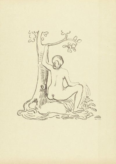 Naakte vrouw zittend bij boom door Aristide Maillol