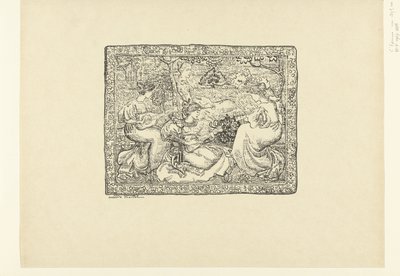 Wandtapijt met vier musicerende vrouwen in landschap door Aristide Maillol