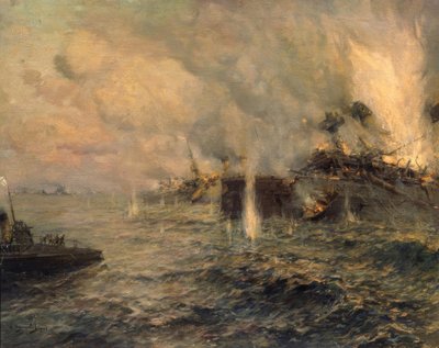 De Zeeslag bij Tsushima op 27 mei 1905 door Arkadi Afanassjewitsch Tschumakow