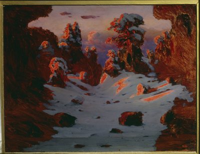 Winterlandschap bij zonsondergang door Arkhip Ivanovich Kuindzhi