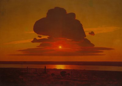 Rode zonsondergang op de Dnjepr, 1905-1908 door Arkhip Ivanovich Kuindzhi