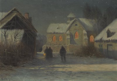 Middernachtmis, Kerstnacht in Bertincourt, Champagne door Armand Guery