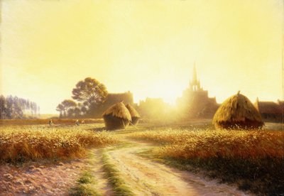 Zonsondergang in Champagne, 1902 door Armand Guery