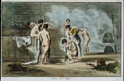 Russische mannen in een sauna, uit Moeurs et Coutumes Russes, 1821 door Armand Gustave Houbigant