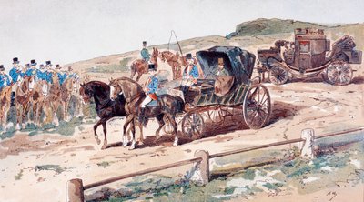 Een postiljon op een koetspaard, 19e eeuw, 1886 door Armand Jean Heins
