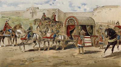 Koets van een Frankische Prins uit de Tijd van Karel de Grote, 9e Eeuw door Armand Jean Heins