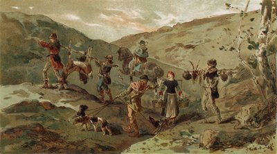 Jachtpartij en Dragers, 13e Eeuw door Armand Jean Heins