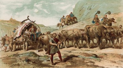 Ossenkar en Begeleiding van de Nervii Stam van Noord-Gallië door Armand Jean Heins