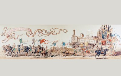 Afbeelding ter Viering van 50 Jaar Belgisch Spoorwegsysteem van 1835 tot 1885, 1886 door Armand Jean Heins