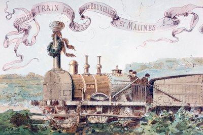 Viering van de eerste trein van Brussel naar Mechelen in 1835, 1886 door Armand Jean Heins
