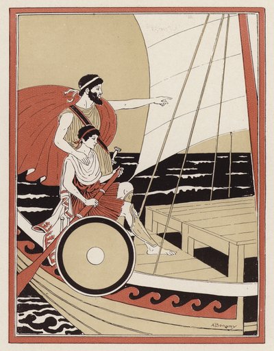 Athena begeleidt Telemachus in zijn zoektocht naar Odysseus door Armand Joseph Bonamy