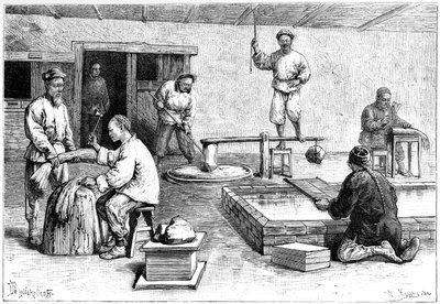 Een papiermolen, China, 1895 door Armand Kohl