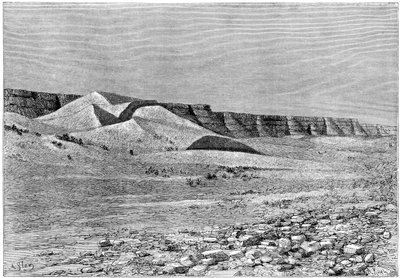 Kliffen van de Igharghar, genomen vanuit het noorden van Temassinin, ca. 1890 door Armand Kohl