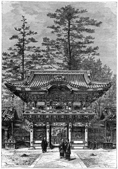 Portiek van de Tempel van de Vier Draken Nikko Toshogu, Nikko, Japan door Armand Kohl