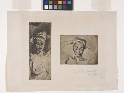 Naakt Met Handen Achter Haar Hoofd, Verticaal (Linker Afbeelding); Naakt Met Handen Achter Haar Hoofd, Horizontaal (Rechter Afbeelding) door Armand Séguin