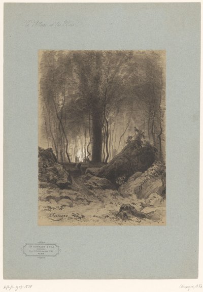 Bosgezicht met rotsblokken door Armand Theophile Cassagne