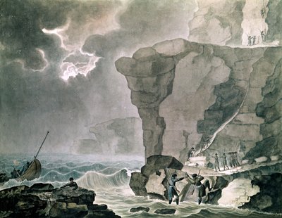 Landing van de samenzweerders in de Cadoudal-affaire bij de klif van Biville nabij Dieppe, 16 januari 1804 door Armand de Polignac